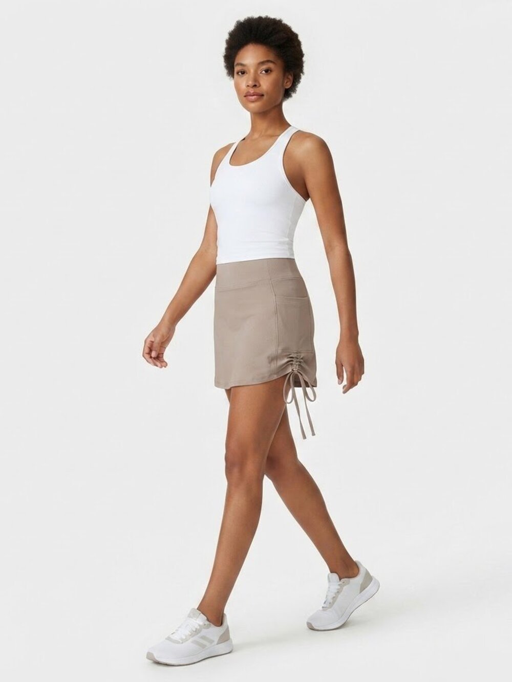 Athletic Ribbed Skort Size 10 Beige Tennis Golf Workout Mini Skirt Shorts